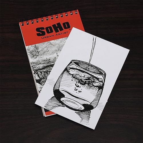 SoHo Urban Artist Softcover Drawing Pad - 9"x12" - 92 lbs/150gsm, Mixed Media, 24 Dual-Sided Sheets, Acid-Free, Wire-Bound, Micro-Perforated, Repeated Erasing & Reworking - size: 9"x12"