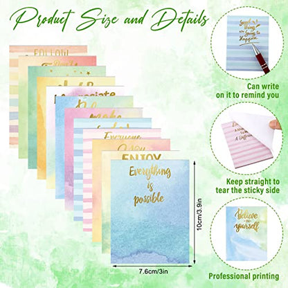 Geyee 24 Pcs Back to School Teacher Gifts Inspirational Sticky Notes with Funny Pens 3 x 4 Inch Employee Appreciation Gifts for Coworkers Teacher Employee Office Staff Work Team Appreciation Gift - style: Inspirational