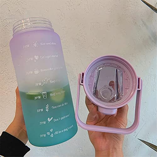 ASkinds 64oz Large Capacity Sports Water Bottles with Straw, Motivational Water Bottle with Time Marker & Bouncing Straw for Men Women Student to Office Gym Workout Travel Long Distance(2000ml)