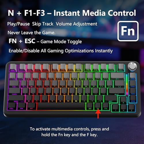 CORE V1 RGB Mechanical Keyboard, 82 Keys Tri-Mode Wireless - color: Volcanic Ash