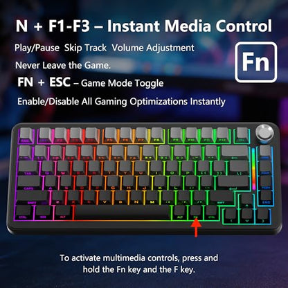 CORE V1 RGB Mechanical Keyboard, 82 Keys Tri-Mode Wireless - color: Volcanic Ash