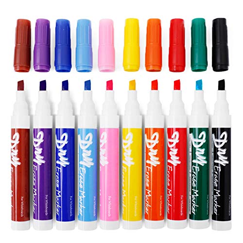 Volcanics Dry Erase Markers Low Odor Chisel Tip Whiteboard Markers Pack of 10,10 Colors - color: 10 Colors