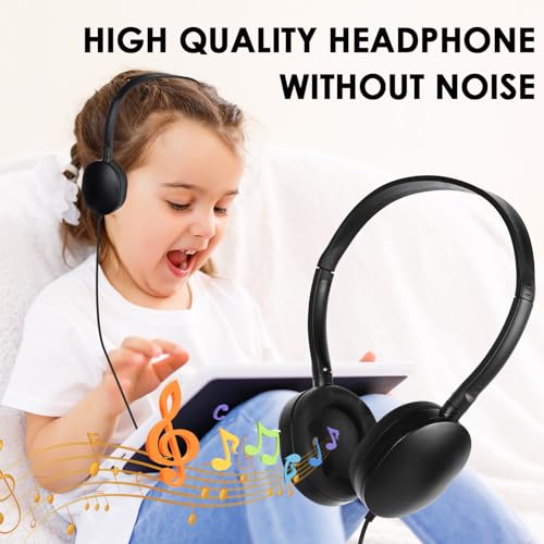 Kids Headphone Bulk 24 Pack for Classroom School,Wholesale Earphones | Class Set for Students Teens Children and Adult 3.5mm Jack (Black) - size: 24 Pack Black