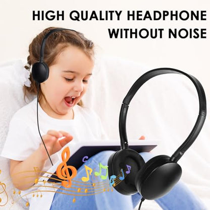 Classroom Kids Headphones Bulk 100 Pack,Class Set of Headphones | for School Students Children Boys Girls Teen and Adult 3.5mm Jack (Black) - size: 100 Pack Black