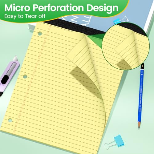 3 Hole Legal Pad 8.5 x 11, 3 Pack Yellow Note Pads, Notebook Paper Wide Ruled, Writing Paper Pads, Notepads with Binder Holes, Lined Paper 8.5x11, Ideal for School, Home, Office, 30 Sheets/Pack - style: 3 Pack-30 Sheets/Pad-Yellow