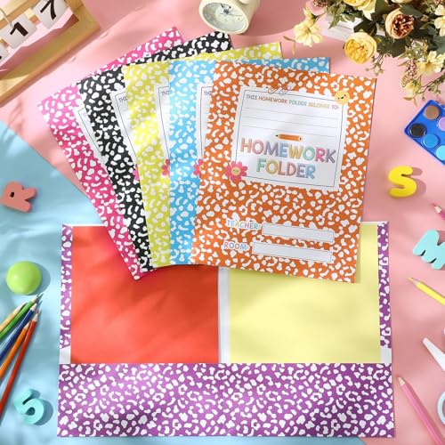 Funrous 24 Pcs Writing Pocket Folders Bulk Classroom Homework Folders with Two Pocket Composition Take Home Folder Gifts for Classroom Home Office Elementary Students Teachers School Supplies