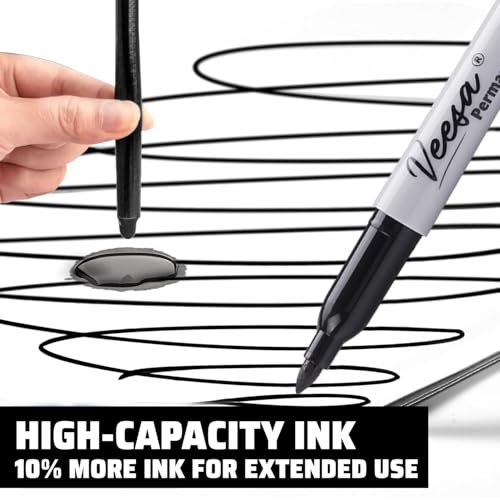 36 Pack Permanent Markers Fine Tip, Black Permanent Marker Pens for Office, School & Home, Waterproof, Smear-Proof, Quick-Drying - size: 1 Count (Pack of 36)