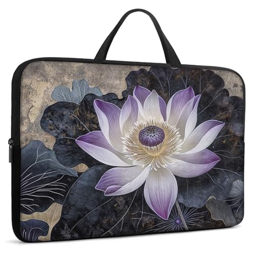 Laptop Sleeve Bag with Handle Computer Protective Soft Cover Case for 14 Inch 13 Inch Laptop,Lotus Chinese Painting - color: Lotus Chinese Painting