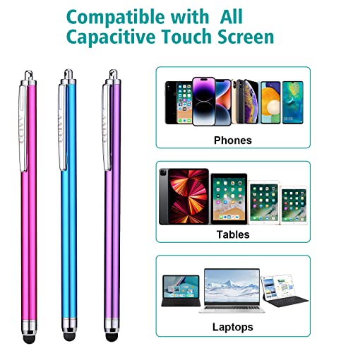 Stylus Pens for Touch Screens iPad iPhone Kindle Fire (Pink/Purple/Aqua Blue) - color: Pink/Purple/AquaBlue, size: 3 Pcs