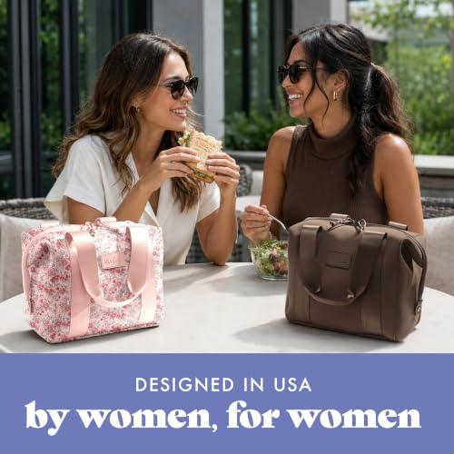 Fit & Fresh Remi Lunch Bag for Women Work – Neoprene Lunch Tote with Containers & Ice Pack, Reusable Meal Prep Lunch Box, Large Capacity, Machine Washable - color: Pink Ditsy Flowers