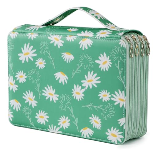 YOUNGCOL 300-Capacity Colored Pencil Case Pen Organizer(Green Sunflower) - color: Green + Sunflower, size: 300 Capacity