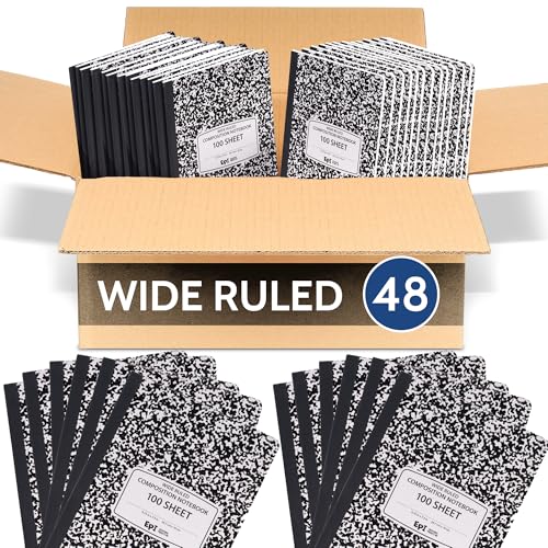 48 Pack - EPI Marble Hardcover Wide Ruled Composition Notebook | 200 Pages (100 Sheets), 9.75 x 7.5 in, Sturdy Sewn Binding | School, Office, Journaling, Notes - size: Pack of 48, style: Wide Ruled