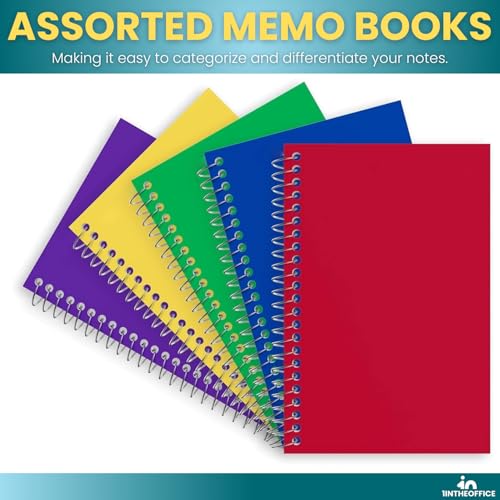 1InTheOffice Notepads 4x6 College Ruled, Assorted colors, 50 sheets/pad, 5 pack