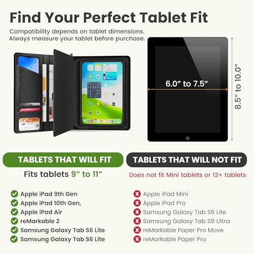 Universal Padfolio Case – Tablet Portfolio Organizer with Notepad Holder – Compatible with iPad 10th 11th Gen, iPad Pro 11, iPad 7 8 9 10.2 10.9 and 9.7 inches - color: Turquoise