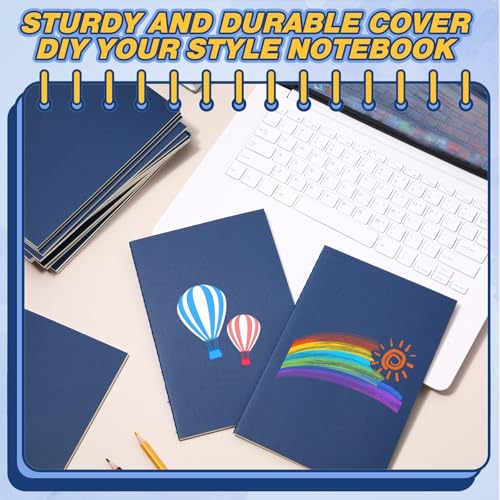 Mimorou 100 Pcs Journals Notebooks Bulk - Kraft Softcover A5 Small Notebooks 5.5 Inch x 8.3 Inch Notepads with 60 Page 30 Sheet for Writing Sketch Travel Office Supplies(Navy Blue,Lined) - color: Navy Blue, style: Lined