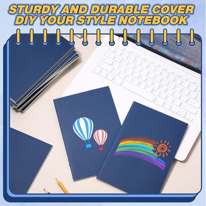 Mimorou 100 Pcs Journals Notebooks Bulk - Kraft Softcover A5 Small Notebooks 5.5 Inch x 8.3 Inch Notepads with 60 Page 30 Sheet for Writing Sketch Travel Office Supplies(Navy Blue,Lined) - color: Navy Blue, style: Lined