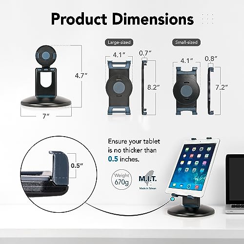 EHO Tablet Kiosk Stand, 360° Rotating Commercial Tablet Stand, Retail Kiosk, 6"-13" (Screens) Adapter Universal Holder for iPad, Air, Mini, Microsoft Surface, Most Tablets - Black - color: Black