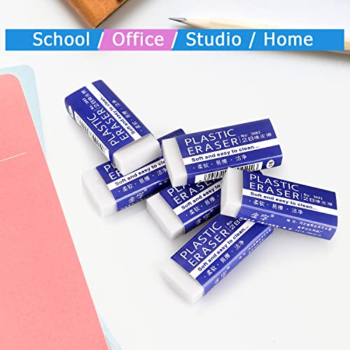 Tamaki Erasers, Large, White, 6 Pack | Erasers for School Office, Art Eraser for Drawing