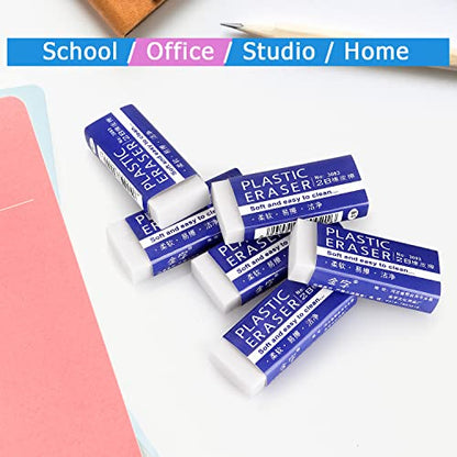 Tamaki Erasers, Large, White, 6 Pack | Erasers for School Office, Art Eraser for Drawing