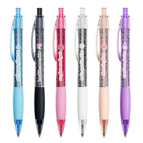 Glitter Glam Smens - Patented Gourmet Scented Black Glitter Gel Ink Pens, Medium Point, 6 Count - Fun, Cute, Cool, Smelly Pens for Kids - color: Glitter Glam