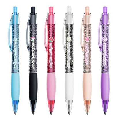 Glitter Glam Smens - Patented Gourmet Scented Black Glitter Gel Ink Pens, Medium Point, 6 Count - Fun, Cute, Cool, Smelly Pens for Kids - color: Glitter Glam