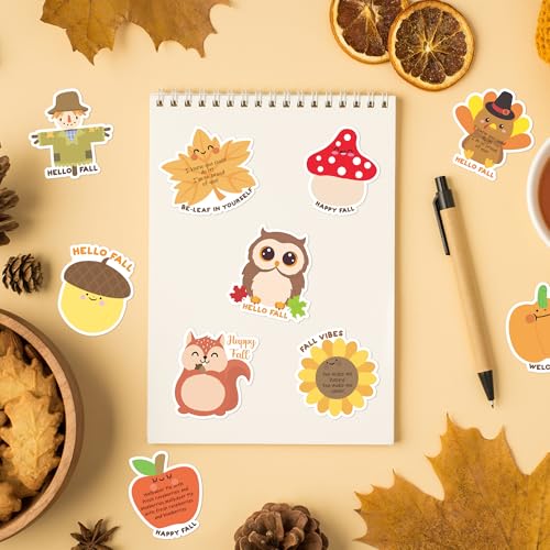 Xqumoi 30 Pack Welcome Fall Sticky Notes - Total 600 Sheets - Thanksgiving Turkey Pumpkin Scarecrow Self Sticky Writing Memo Pads for Autumn Party Favors Office School Supplies Goodies Bag Filler - style: Fall