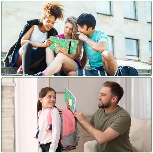 Seajan 20 Pack Composition Notebooks, Wide Ruled Paper, 7-1/2" x 9-3/4" Marble Hard Covers, 60 Sheets, Composition Notebooks Bulk for Students Back to School Adults Office Supplies(Green) - color: Green