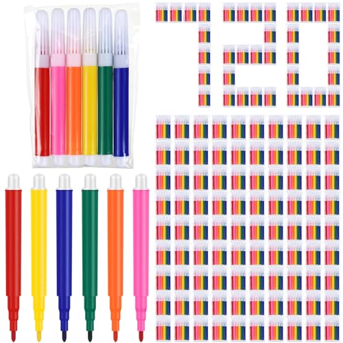 Watersay 720 Pcs Mini Markers Bulk Colored Pen 3.4 Inch Vibrant Colors Portable Short Colored Markers Assorted Multicolor Watercolor Marker Pen for Adult Office Supplies (6 Colors) - color: 6 Colors