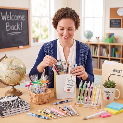 Cholemy 48 Pcs Composition Notebook Pens Bulk Pack, 12 Styles Retractable Ballpoint Pens, Cute School Themed Pen for Teachers Students Classroom Prizes Back to School Gifts Office Supplies - style: Composition Notebook