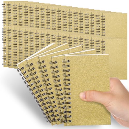 Jutom 54 Pcs Small Spiral Notebooks Memo Pads 3x5 Bulk Small Pocket Notepads Back to School Supplies Mini Notebook with Lined Mini Journals for Office & Work, 120 Pages (Glitter Gold) - color: Glitter Gold