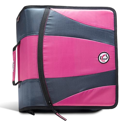 Case-it The Dual 2.0 2-in-1 Zipper Binder | Two 2-Inch D-Rings, 700 Sheet Capacity, 5-Subject Expanding File Folder, Multiple Pockets & Storage Organizer, Shoulder Strap | Dual-301 Pink - color: Pink, size: 1 Pack