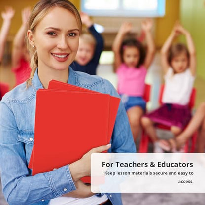 Taja Plastic Folders with Pockets (6 Pack, Red), 2-Pocket Folders with Business Card Slot, Heavy Duty, Fit Letter Size Documents, Perfect for School, Office & Business - color: E-red, size: 6 Pack