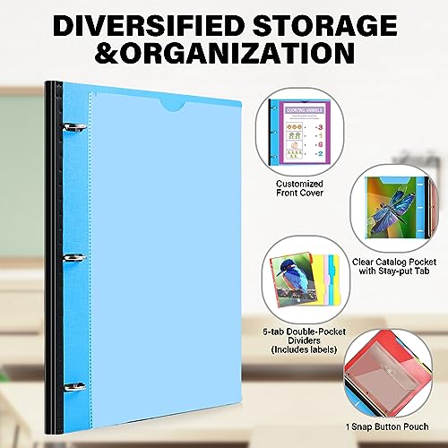 WOT I Telescoping Project Organizer 2-Pack, Refillable Binder with Dividers and Pockets, 13 Pocket Folders, 1 Inch 3 Ring Binder, Blue - color: Blue, size: 2 Pack