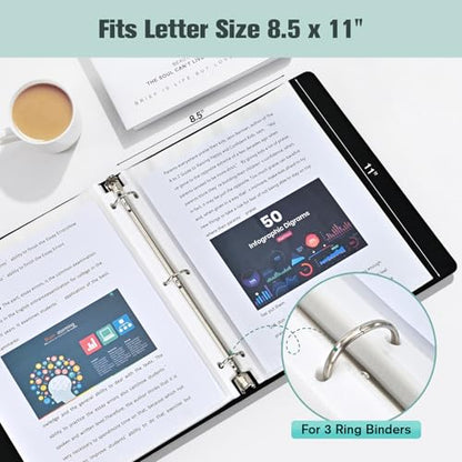 SUIN Sheet Protectors 500 Pack, Clear Plastic Page Protectors 8.5 x 11 Inch, Reinforced 3 Hole Plastic Binder Sleeves, Acid-Free Archival Document Holders for Office & School