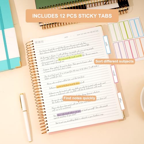 Pink Spiral Notebook College Ruled 8.5 X 11 with Stickers, Hardcover | 220 Pages, A4 Large Note Book for Work Note Taking School Office Women Men Writing - color: Pink