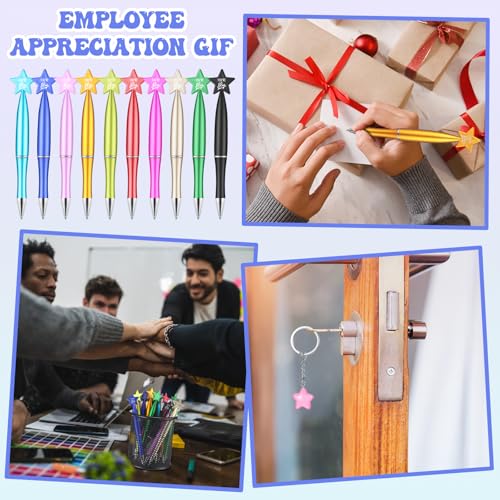 Sayglossy 20 Sets Employee Appreciation Gifts Bulk You're a Star Pens Multicolor Ballpoint Pen Bookmarks Luminous Keychains Cards Funny Gift for Coworker Teacher Student Nurse Classroom Rewards