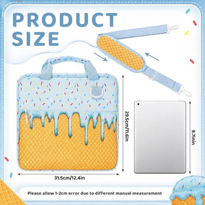 MiniInflat Baseball Drip Ice Cream Zippered Binder Bag with Handle 2-inch 3-Ring O-Ring, 600-sheet Capacity, Includes Zipper Pocket, Multi-Pocket Organizer Binder Sports(Ice Cream,Blue) - color: Blue, style: Ice Cream