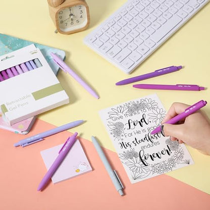 Mr. Pen- Retractable Gel Pens, 12 Pack, Black Ink, Lavender Legacy Barrel | Fine Point 0.5mm, Fast Dry, Smooth Writing, Cute Pens for Drawing, Writing Planner and School Supplies - color: Lavender Legacy Barrel, Black Ink, size: 12 Pack