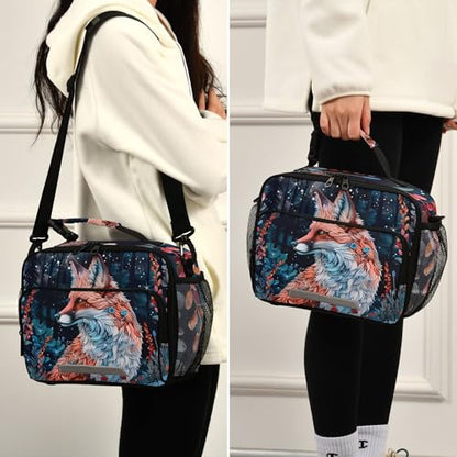 MNSRUU Student Lunch Bag Beautiful Fox Insulated DinnerTotes Picnic Bag Lunch Box with Adjustable Shoulder Strap for Teen Kids Adults - color: Fox I9752