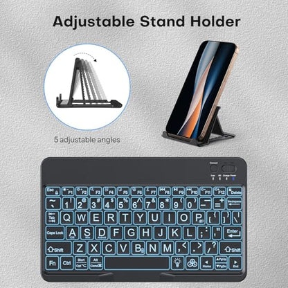 OMOTON Large Print Bluetooth Keyboard for iPad iPhone Windows Tablets - 7 - Color Backlit with Enlarged Keycaps, Rechargeable Wireless Keyboard for iPad 10th/9/8/7, iPad Pro Air Mini etc (Black) - color: Black
