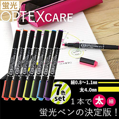 Zebra WKCR1-7C Highlighter Optex Care 7 Colors - color: Red, Pink, Yellow, Orange, Green, Blue, Purple