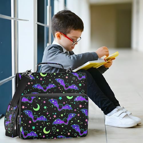 Personalized Magic Bat 3 D-Ring Binder Bag Multi-Pocket Zipper Organizer with Handle and Detachable Shoulder Strap Holds 500 Sheets for School Office Supplies - color: Dhb-001