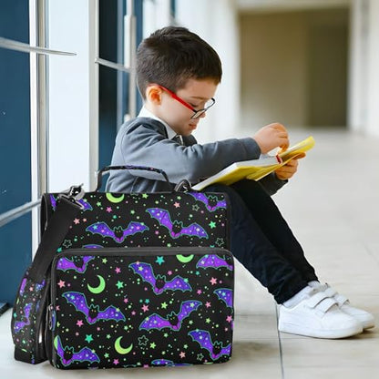 Personalized Magic Bat 3 D-Ring Binder Bag Multi-Pocket Zipper Organizer with Handle and Detachable Shoulder Strap Holds 500 Sheets for School Office Supplies - color: Dhb-001