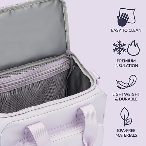 Bentgo Insulated Lunch Bag – Extra-Large Capacity Adult Lunch Bag with Shoulder Strap and External Storage Compartment, Durable, Lightweight, Ideal for Work, School, & Meals On the Go (Lavender) - color: Lavender