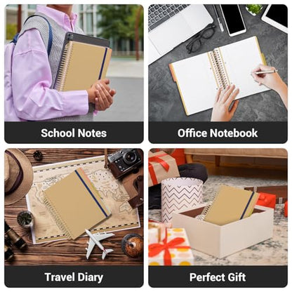 EUSOAR Spiral Notebook, 1 Pack A5 7.3" x 8.1" College Ruled Notebook with Dividers, Hardcover Cute Notebook 240 Pages 90gsm Thick Paper with Pocket for Math, Science and Engineering Students-Yellow - color: Yellow, style: A5 Lined