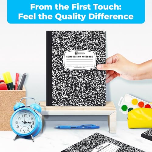Rosmonde 5000 Pack (Pallet) Composition Notebooks Bulk, Quad Ruled, 200 Pages (100 Sheets), 9-3/4 x 7-1/2, Bulk Purchasing for School Districts & Office, Black Marble Notebooks, 4-7 Days Transit - size: 5000 Pack | District Pallet, style: Black Marble
