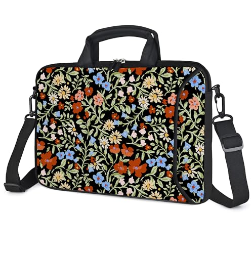RICHEN 10 inch Messenger Bag Carrying Case with Handle Accessory Pocket Fits 7 to 10-Inch Laptops/Notebook/Kids Tablet (7-10.2 inch, Flowers2) - color: Flowers2, size: 7-10.2 inch