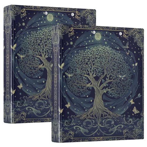 3 Ring Binder 1.5 in Recipe Binders 1 Pcs Tree of Life | Decorative Client Records with Clip 3 Clear Interior Pockets for 200 Sheets Letter-Size(11" x 8.5") Paper PVC Cover Folder - color: Tree of Life