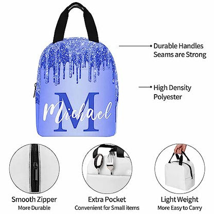Custom Name Backpack Bag for Boys Girls, Personalized Blue Purple Shinning Glitter Monogram Schoolbag Casual Backpack Customized Bookbag or Lunch Bag for Kids Unisex Back School Camping Travel - color: Multi 15