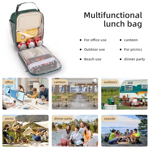 Lovoeo Lunch box Lunch bag for men women Insulated Lunchbox Lunch bags for Work Picnic Travel(Deep green) - color: Deep Green